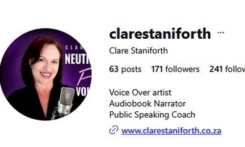 Clare Staniforth Voice and Speech Coach, Voice Over Artist, Voice Over and Audiobook Narrator Online Courses